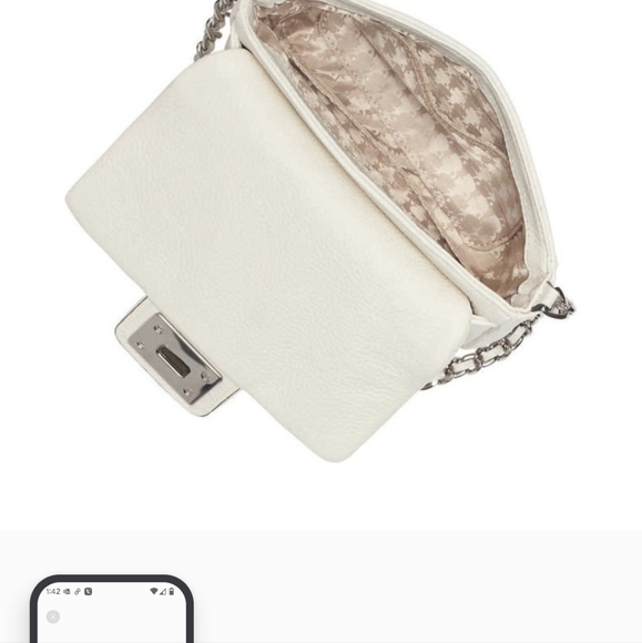 NWT Karl Lagerfeld Paris Agyness White and silver leather crossbody purse - Picture 5 of 15